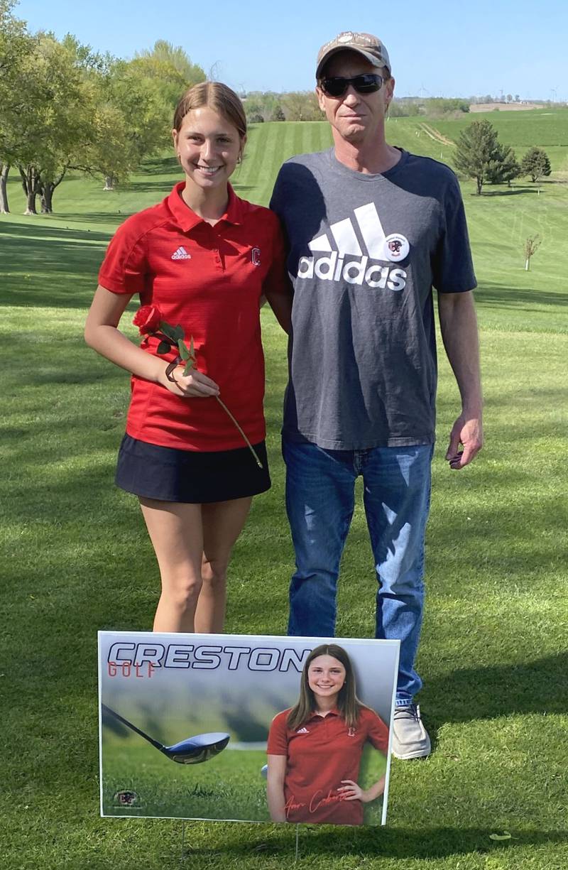 Creston golf senior Averi Culbertson was honored Tuesday during senior night. She also came away with an individual title, scoring a 53.