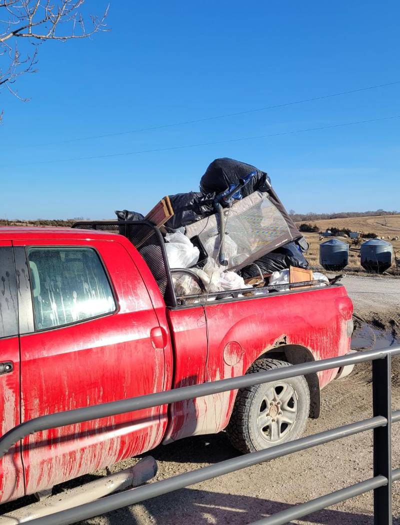 A pickup load of garbage hauled by Rod Flemming, one of the farmers who witnessed the incident. Trash had been dumped on the side of county roads, forcing time out of a department's day to rectify the issue.