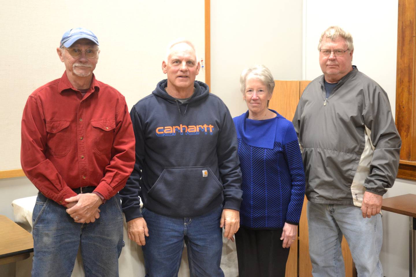 Tuesday, Dec. 12, marked the last Creston Parks and Recreation meeting with Huff and Brown. From left, John Kawa, Huff, Brown, Gary Borcherding.