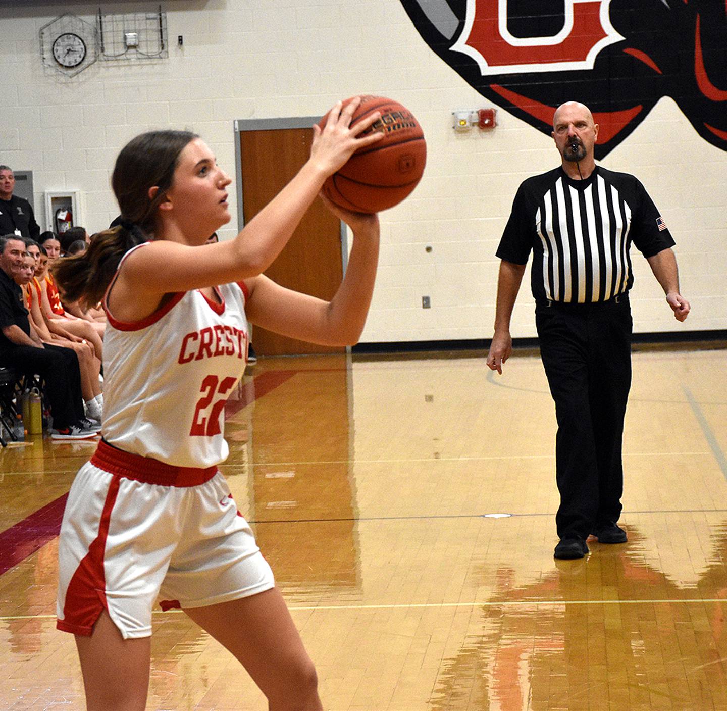 Adyson Morrison takes a shot during a Creston basketball game. Morrison received the school's Kim Bishop Award, Lisa Brinkmeyer Award and the Iowa Girl Award at the May 7 senior awards program.