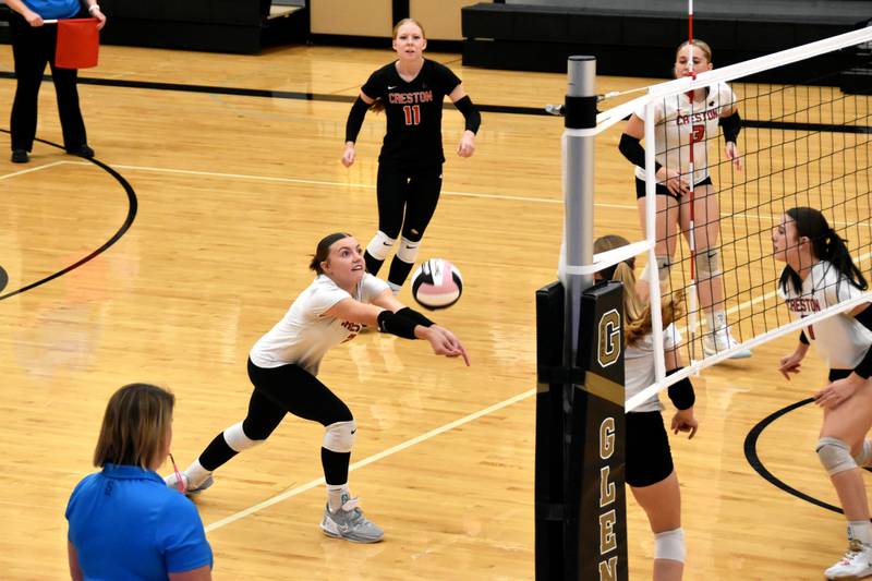 Hollynn Rieck passes the ball. Rieck had four kills and 10 digs on the night.