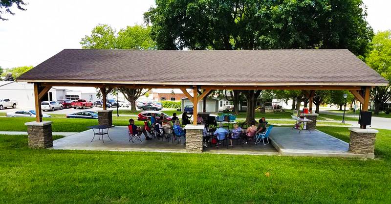 The outdoor pavilion at the Lied Public Library in Clarinda is busy with concerts and baby showers.