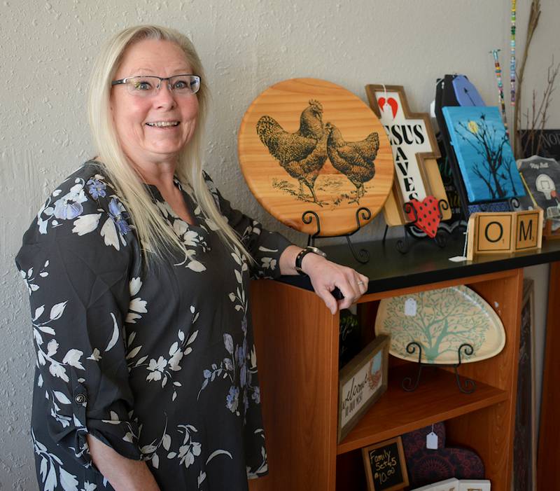 Karen Drake, pictured in Karen's Crafty Corner. Drake has been named Volunteer of the Year by the Creston Chamber of Commerce.