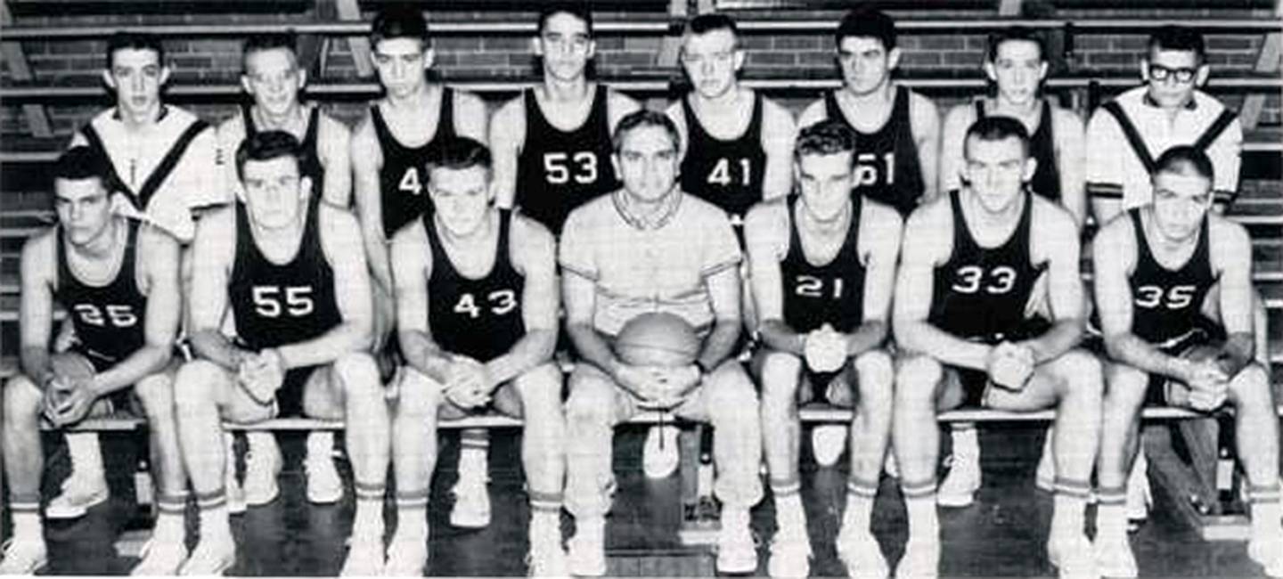 The 1961 Hawkeye Eight championship team from Creston included, from left in front, Mike Brentnall, Dave Hayes, Jack Davis, coach Maury Geist, Roger McCay, Ron Jessen and Dan Thompson. Back row, Dennis Jones, Gary Matson, Robert Kenney, Larry Goodrich, Wade Motsinger, Joe Wilson, Roger Jones and Mike Terrell. Goodrich played on three conference championship teams.