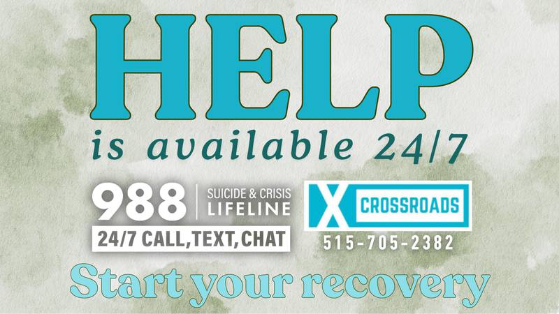 Crossroads has a 24/7 crisis hotline for anyone in their coverage area needing mental health help. This can be used alongside the national hotline, 988.