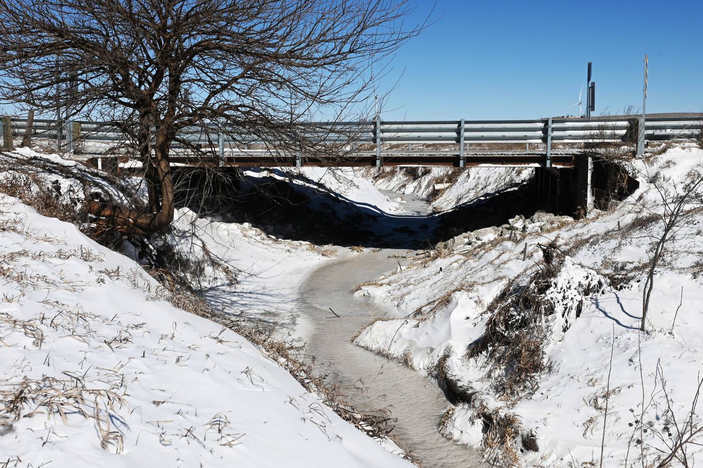 Low water levels in ponds and streams indicate the winter drought much of the area has been through.