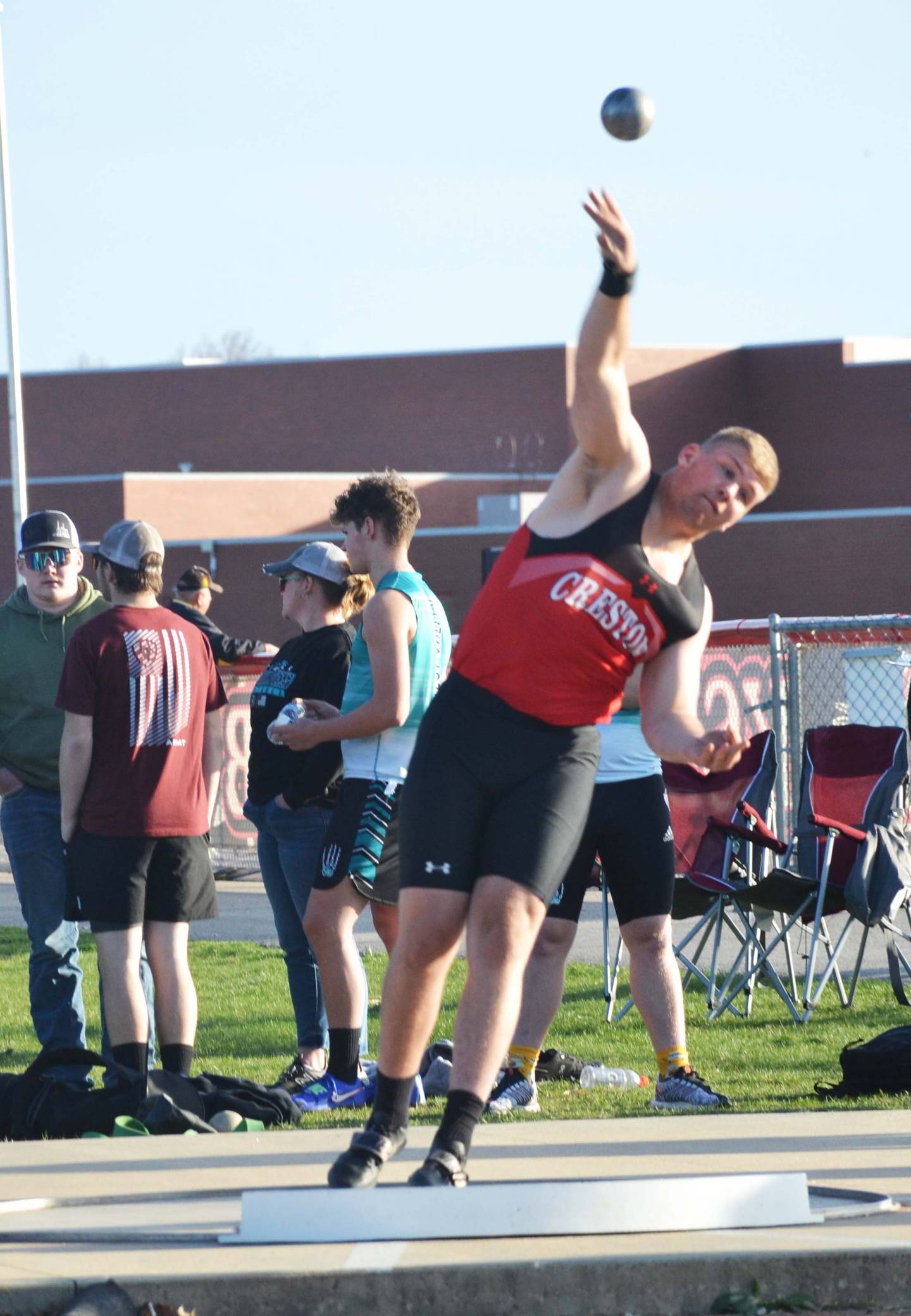 Creston senior Quinten Fuller places third in shot put with his throw of 43-00.5