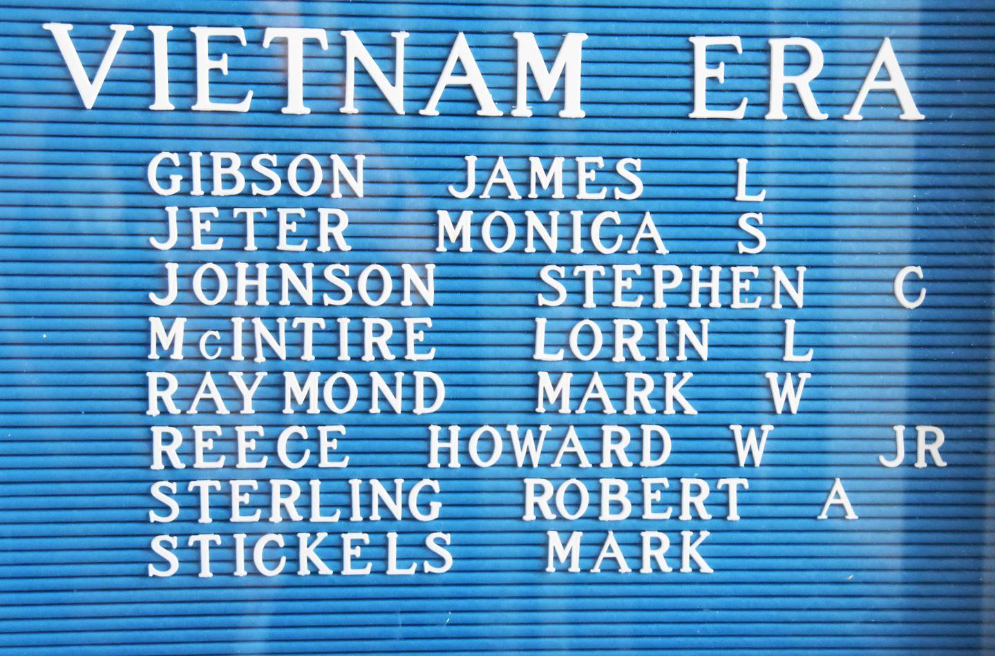Located in the Union County Courthouse, a display shows the names of Union County veterans who died in service. This list is those who died during Vietnam. This year is the 50th anniversary of the war’s end.