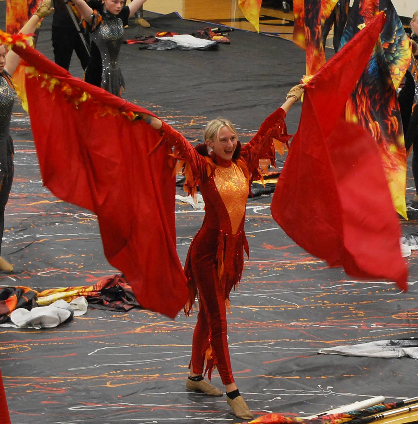 Creston's phoenix rises out of the flames at the end of the performance.