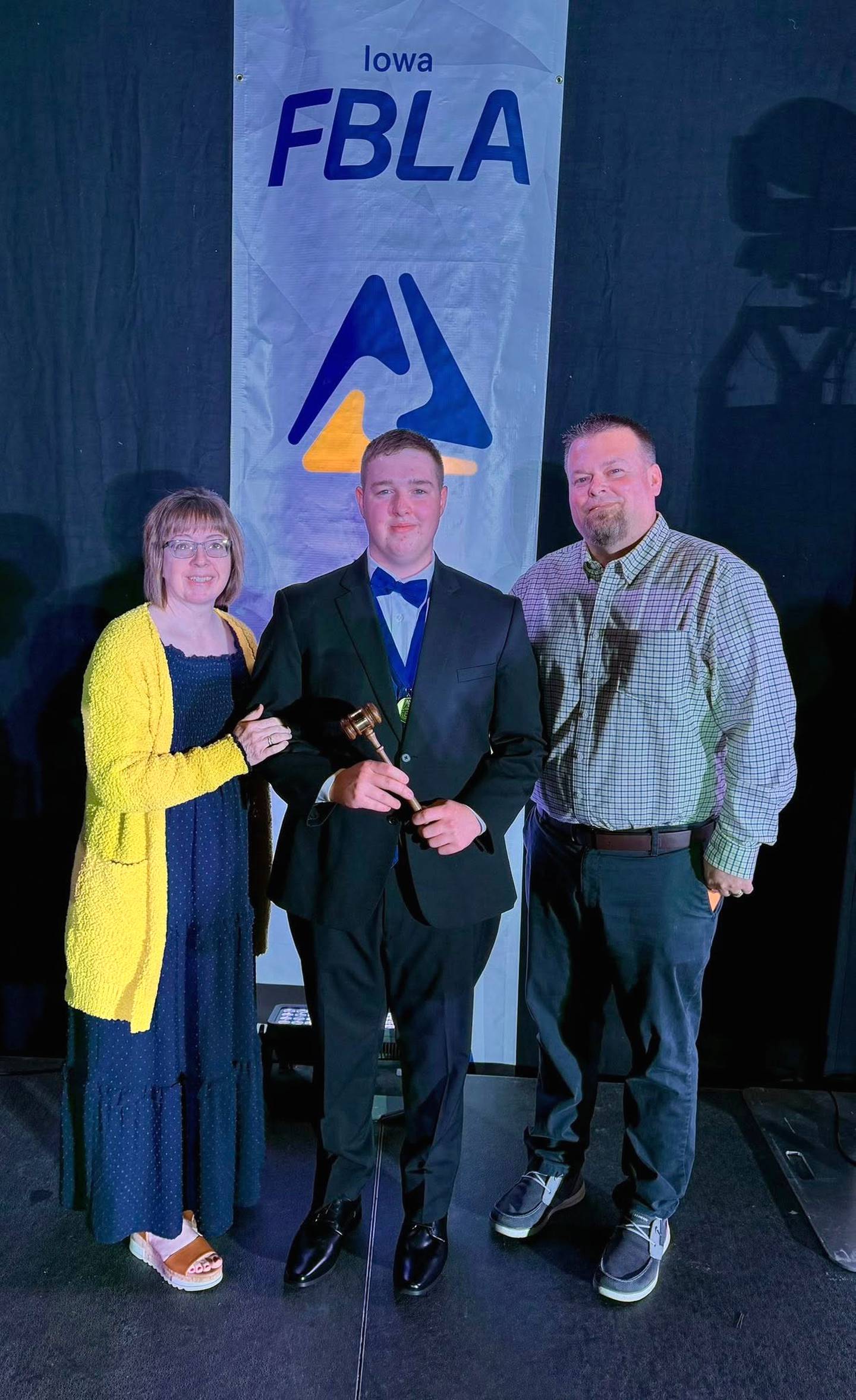 Dornack with his parents after winning the presidency.