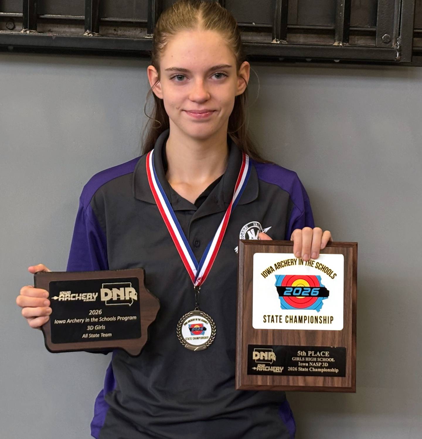 Nodaway Valley freshman Myka Hanscom, who took fifth in 3D at state archery.