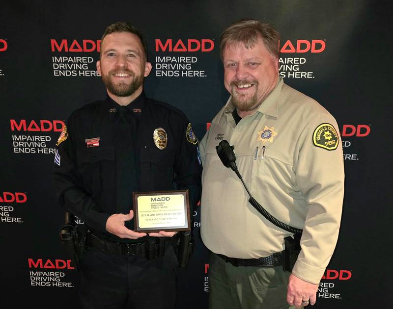 Sergeant Patrick Roche was nominated for the MADD Hero Award by Ringgold County Deputy Shannon Arends, previously a lieutenant with the Creston Police Department.
