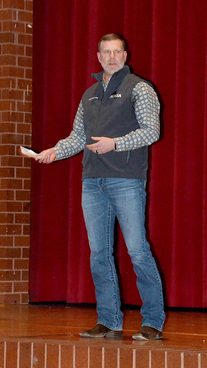 Brian Bolton announces his candidacy for Union County Sheriff Monday at the Republican caucus precinct at Creston High School.  Sheriff Mark Shepherd said he will retire at the end of the term that ends this year.