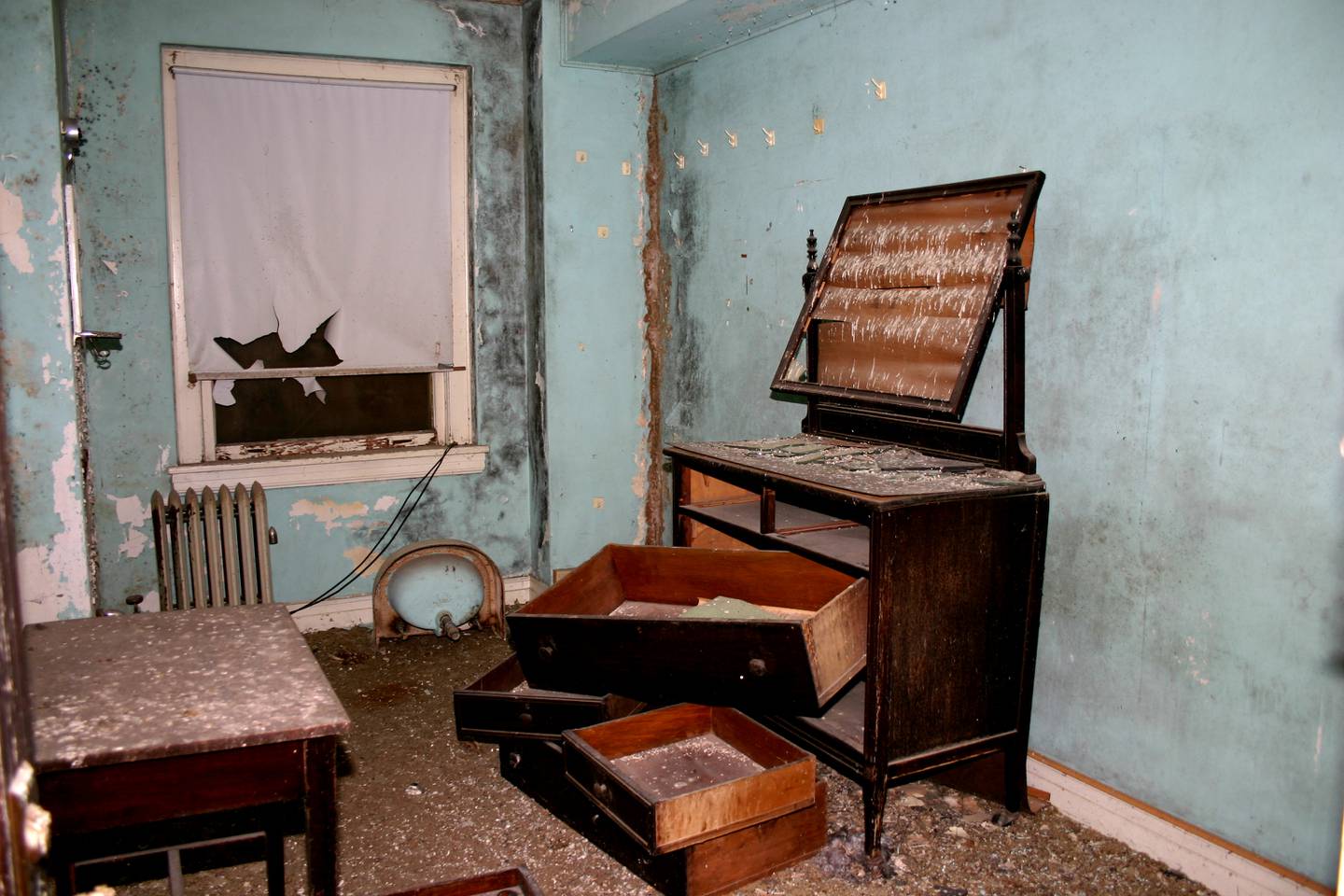 Everything from the stairs and plumbing to furniture of all types were ruined over the years of inhabitation.