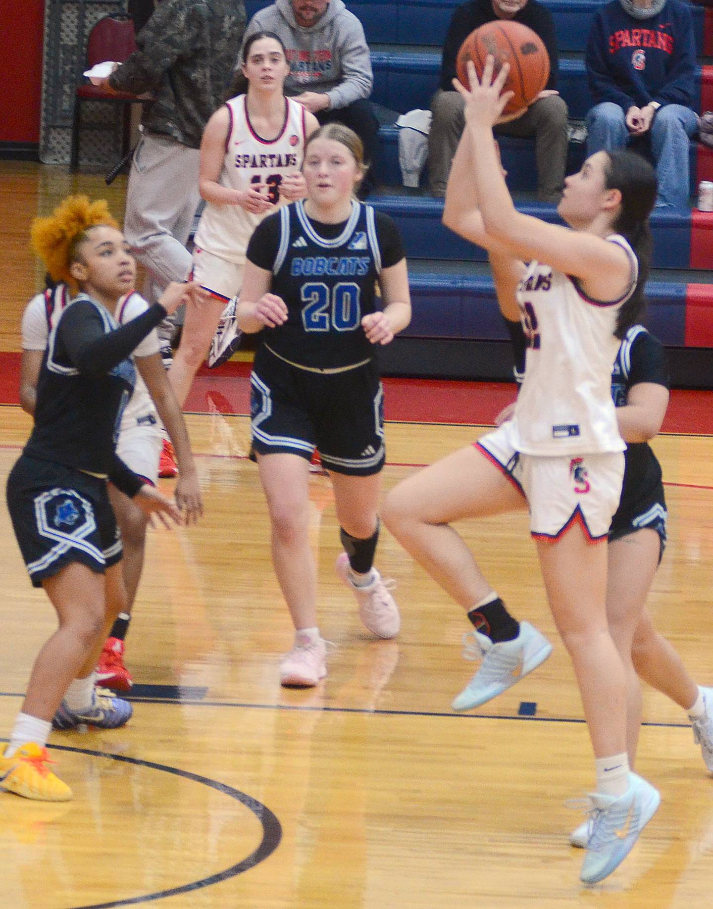 Jaide McPhee of Southwestern shoots in the lane against Peru State JV Monday. McPhee finished with 22 points and seven rebounds in the win.