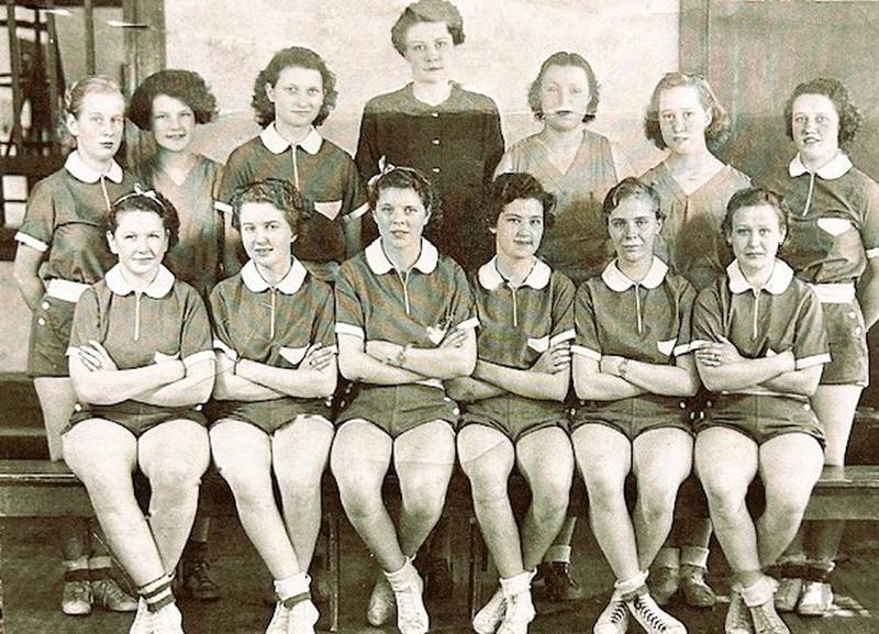 The Arispe girls basketball team from the late 1930s. Bottom row, far right is Maxine (Fesler) Mohr. Three of her daughters went on to play basketball at East Union.