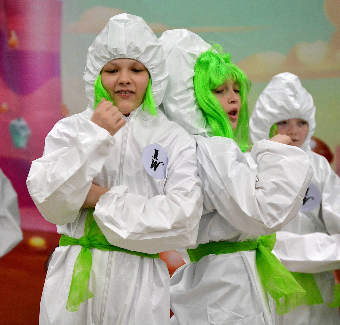 Robin McNutt's fourth-grade class was invited to be "Oompa-Loompas."