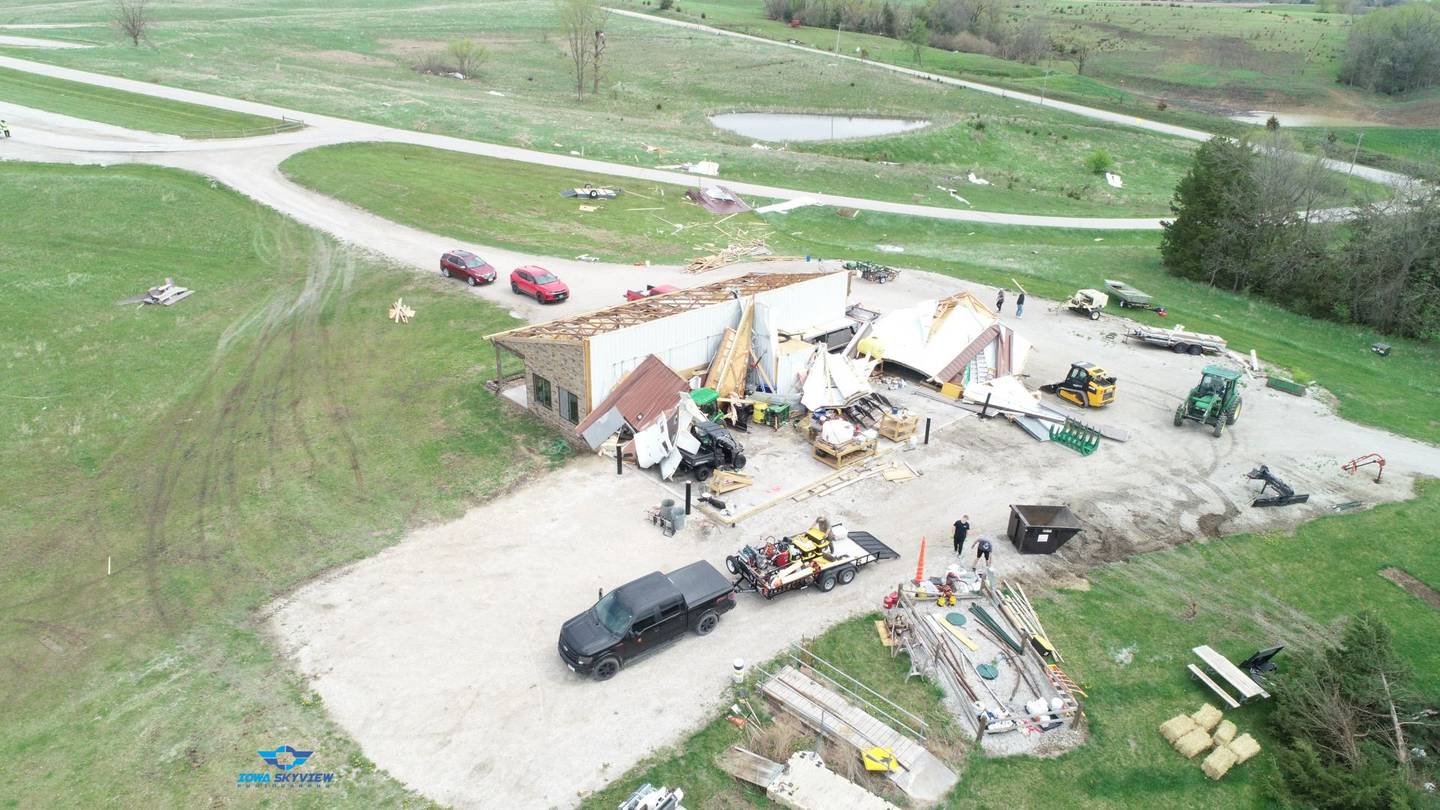 The Union County Conservation Office and the Three Mile Lodge sustained heavy damage during the storms.