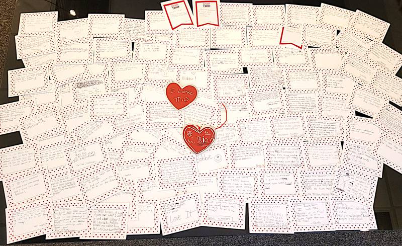 Postcards from TRIO Talent Search students. Each postcard contains a message explaining the impact of TRIO from a community high school student.
