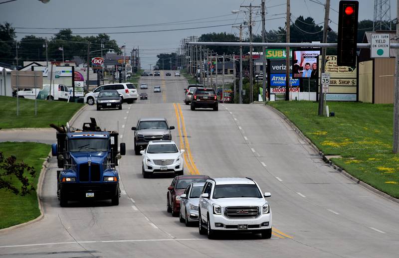 Traffic flows through Creston on U.S. Highway 34. Greater Regional Is contributing to a survey to see the feasibility of an additional hotel in town.