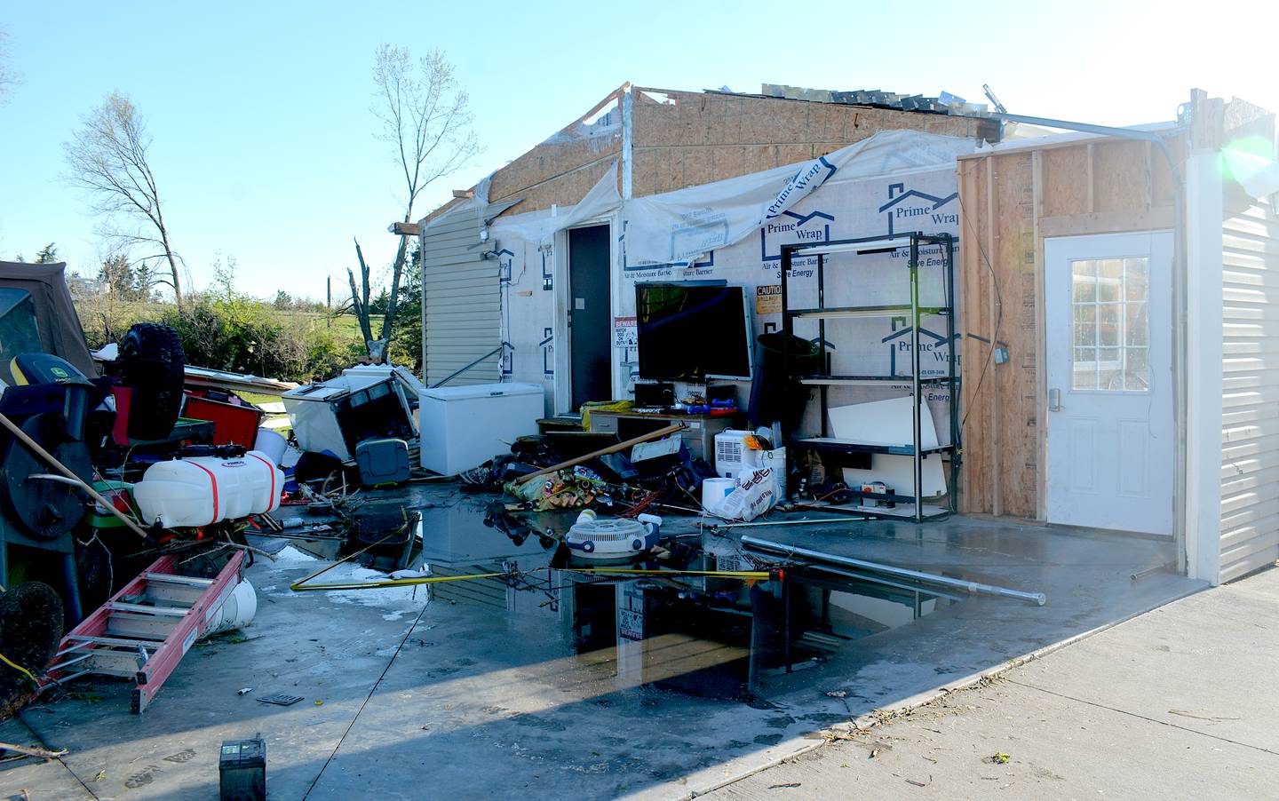 Brad and Maria Dukes's garage was obliterated during Friday night's storm.