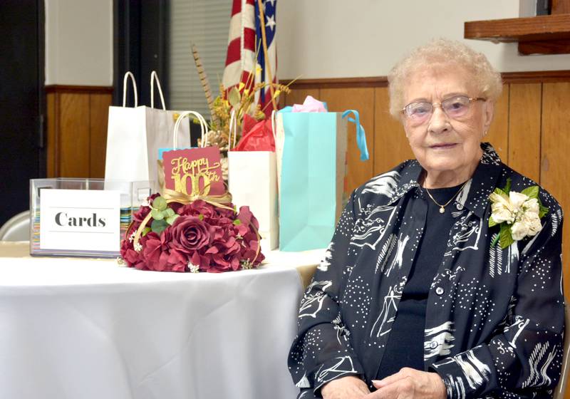 Shirley Tannatt of Fontanelle at her 100th birthday party Saturday, Oct. 11 at the Fontanelle Community Building.