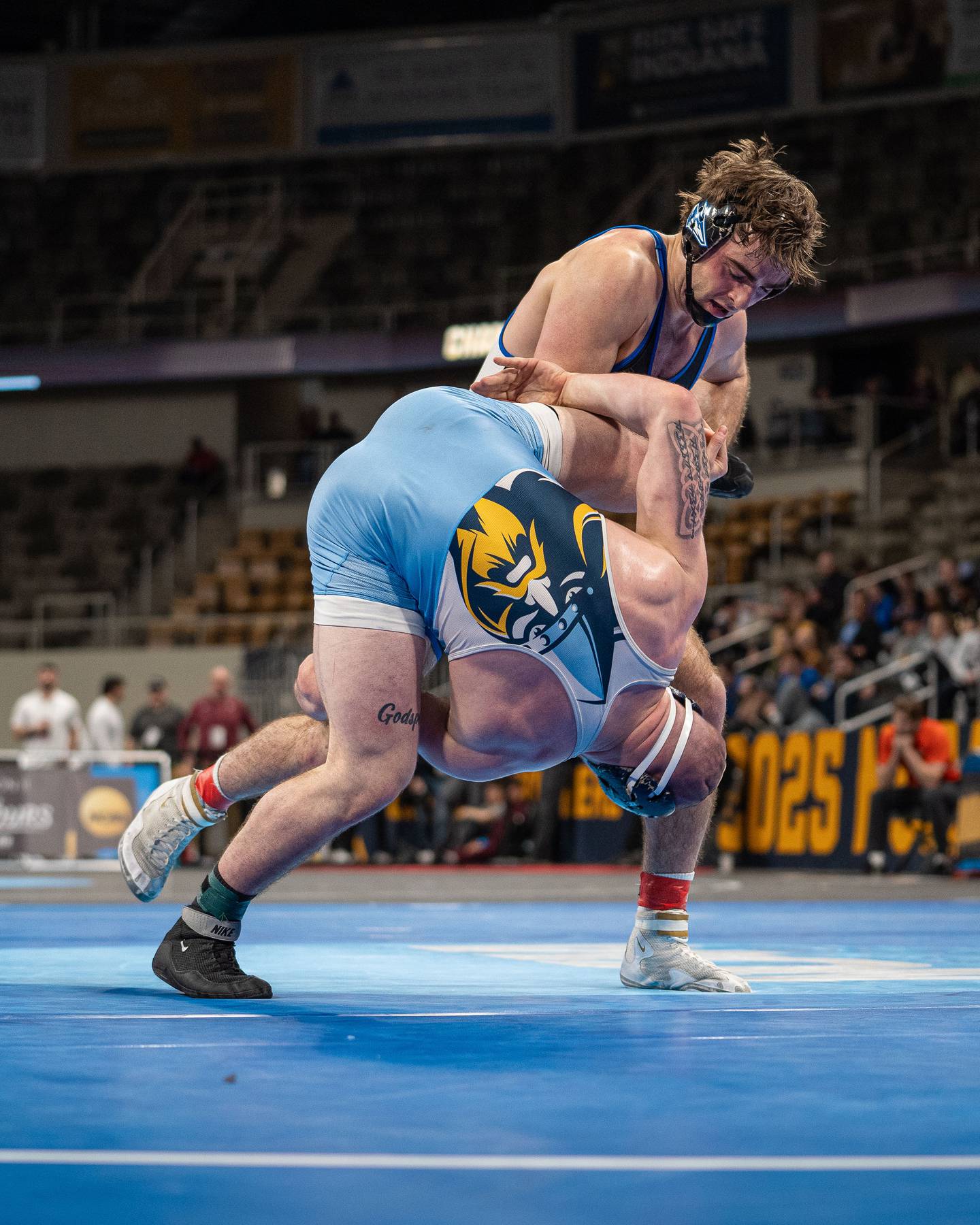 UNK redshirt senior Jackson Kinsella, back, has finished third and fourth at the NCAA Division II Wrestling Championships.