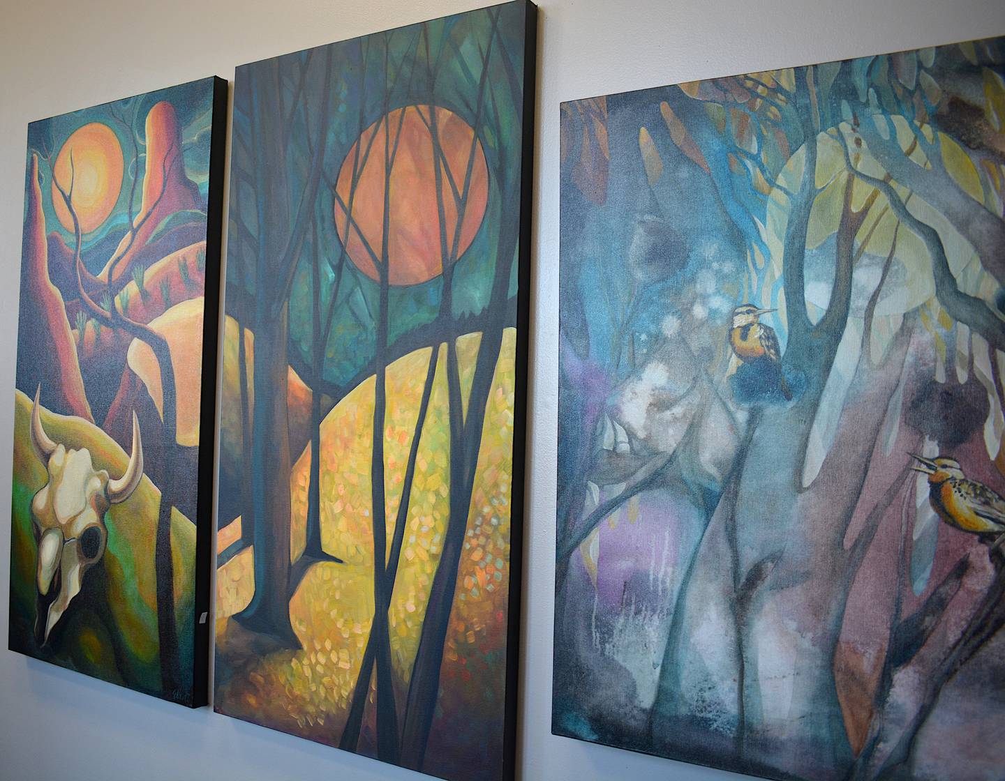 The paintings in Elliott's exhibit are comprised of both new and old techniques, all while creating an artistic vision of nature.