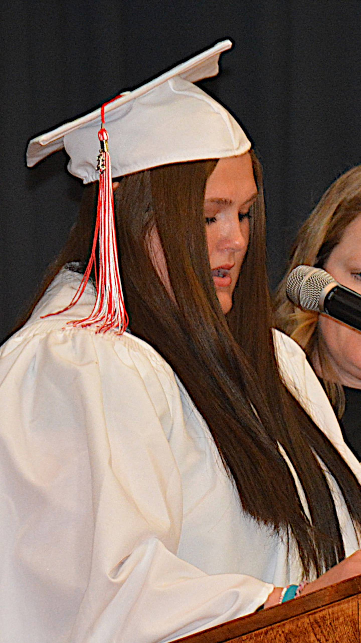 Stephanie Mills speaks during Orient-Macksburg's graduation.