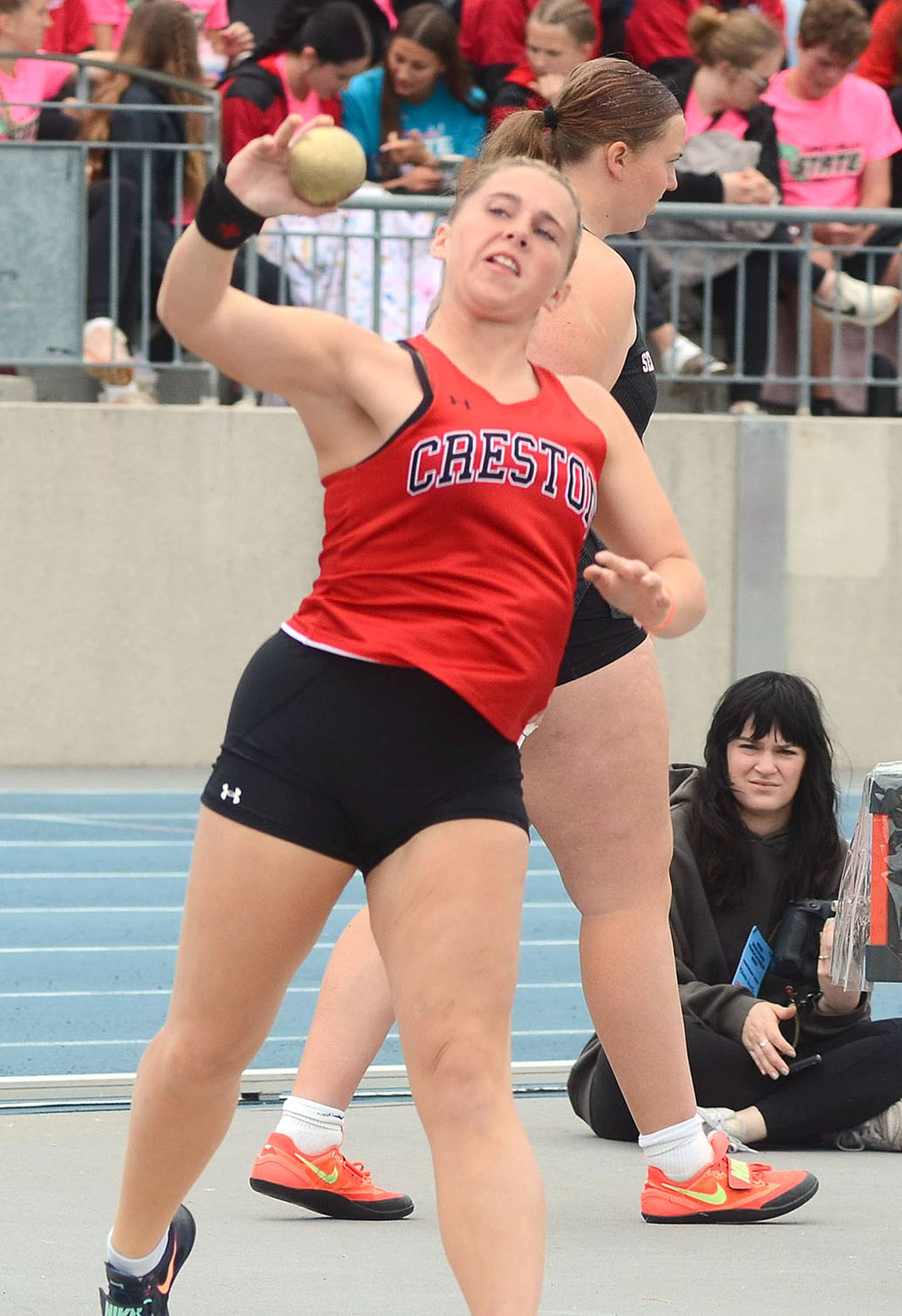 Jaycee Hanson of Creston placed 24th in the Class 3A shot put with a throw of 33-00.25