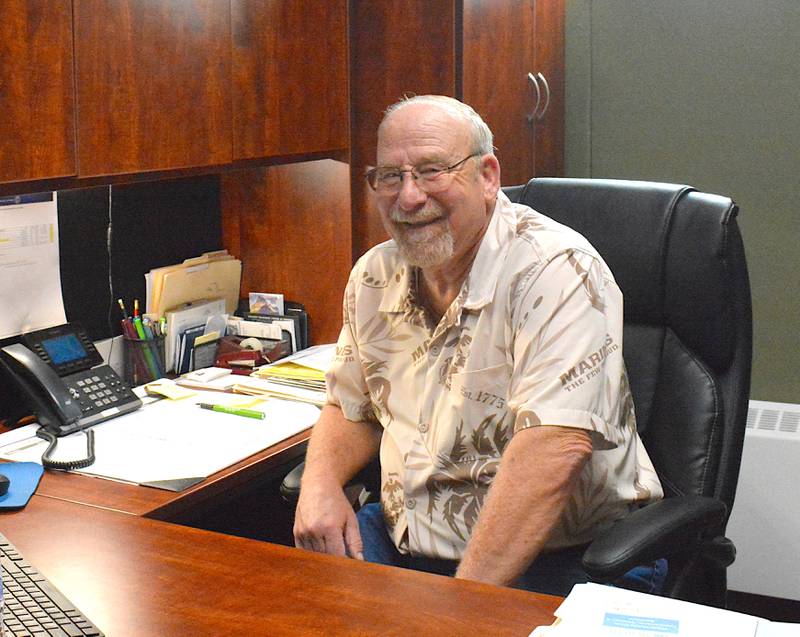 Gary Gelhaye, Union County Veterans Affairs Director, at his desk.