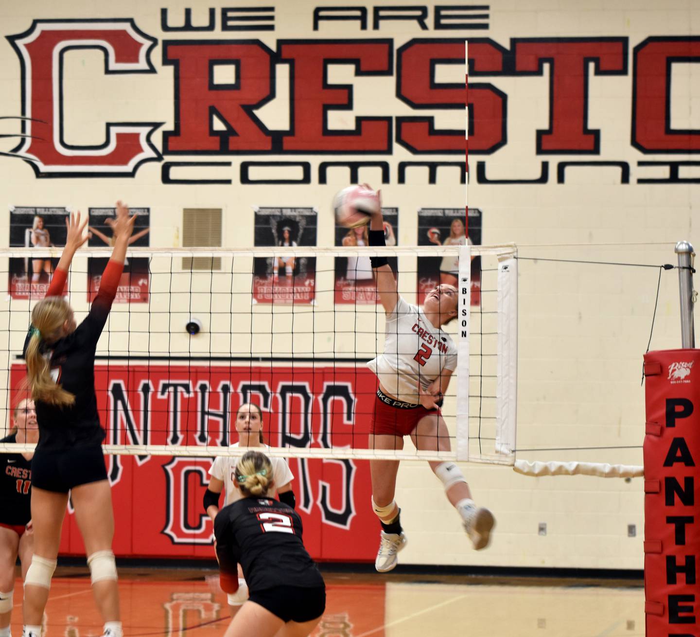 Hollynn Rieck puts up a kill against the Big Reds.