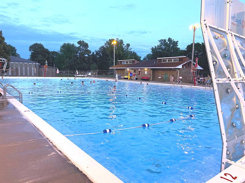 Swimmers enjoy a night swim at the Greenfield Municipal Pool in 2023.
