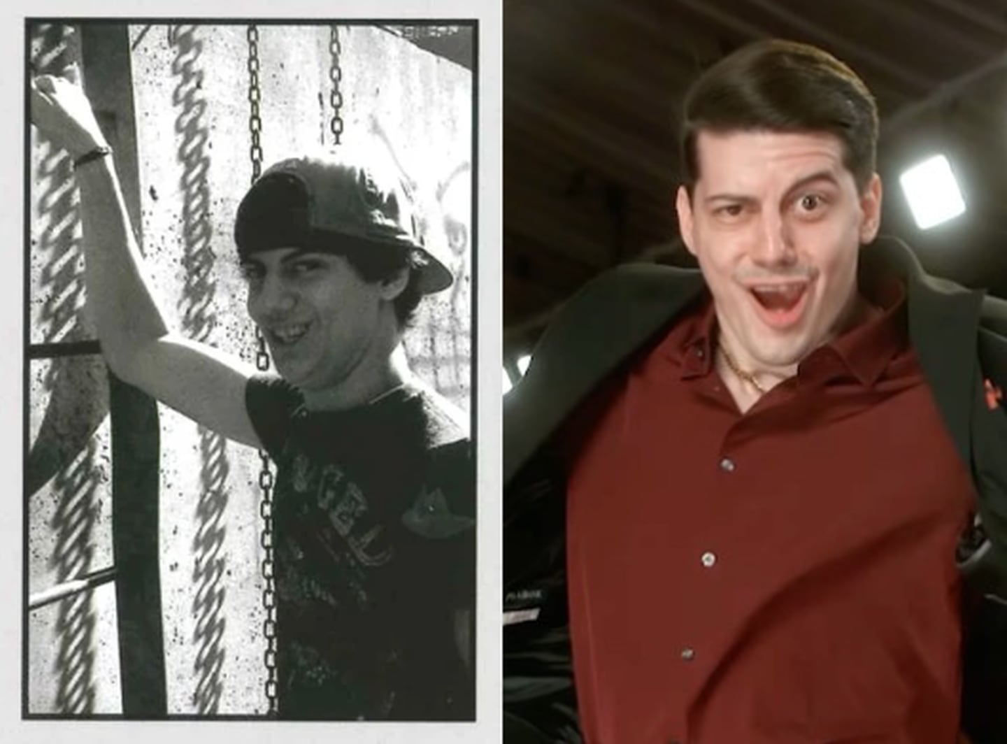 Smith has retained his comedic nature, as seen when comparing his high school senior photo (left) and his time at the Grammy Awards (right).