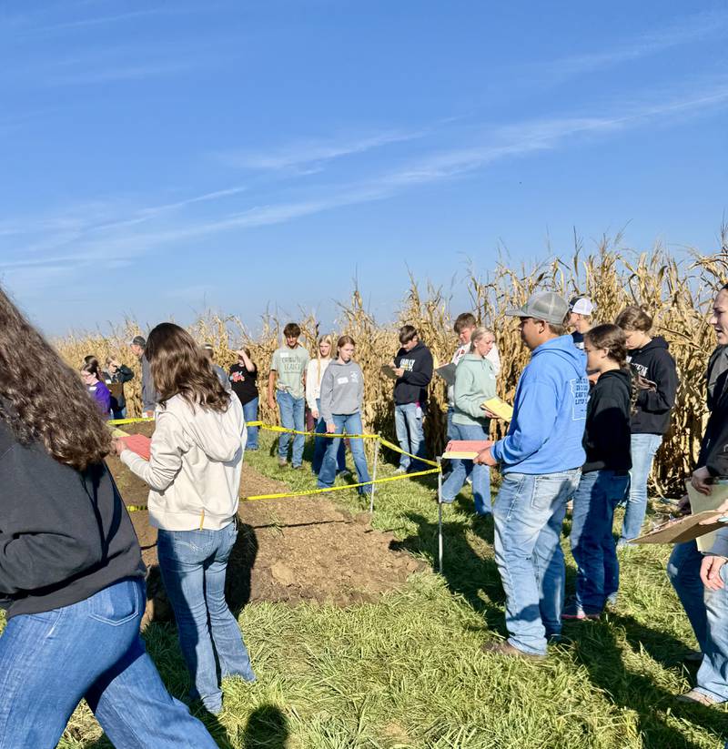 Soil Judging participants evaluate soils during a contest at Lewis on Sept. 24.