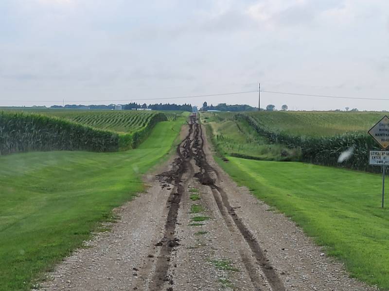 A Union County dirt road where purposeful defacement occurred. Union County Roads Superintendent Al Hysell presented examples to the board of supervisors during last week's meeting.