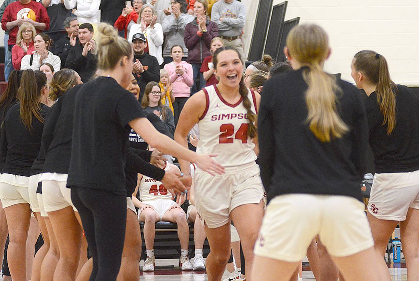 Doryn Paup of Creston (24) is introduced prior to Tuesday's conference tournament game.