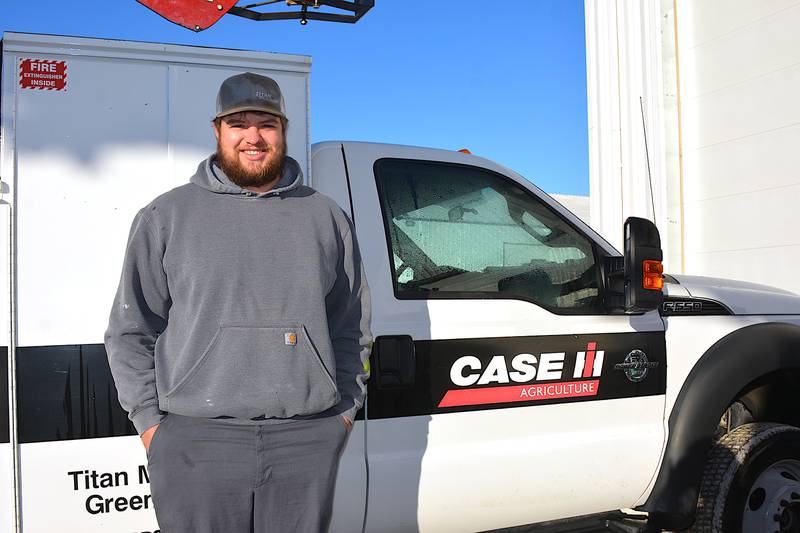 Colton Garside, a service technician at Titan Machinery in Greenfield, says there’s an urgency when a call comes in of an equipment breakdown and time is of the essence for he and his shop crew members to spring into action to help the farmer fix the problem so they can begin work again.