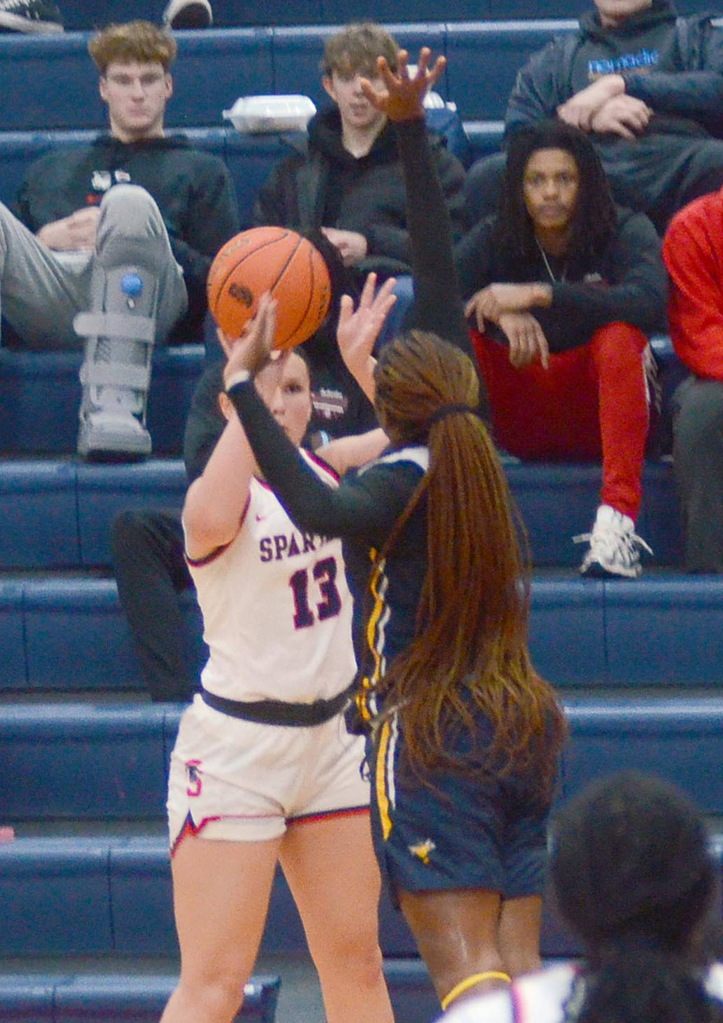 Southwestern's Sharmaine Tapling shoots a 3-pointer against Graceland JV Tuesday night. Tapling scored 25 points in the 75-46 win.