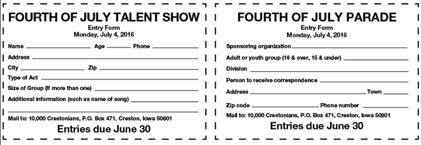 Creston Fourth of July entries due June 30 Creston News