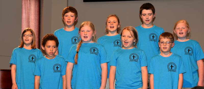 Mayflower Heritage Christian School students perform during a school concert. Administrator Francine Ide was Creston Rotary's guest Feb. 5.