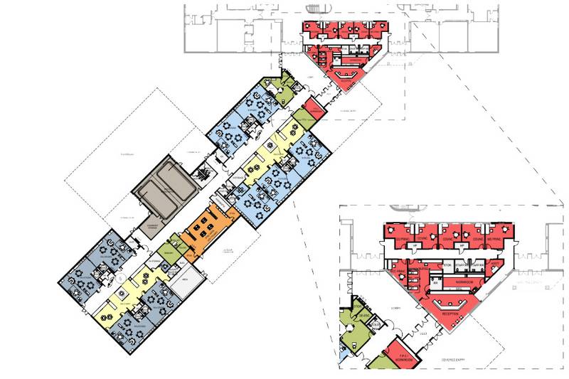 DLR proposed the following schematic floor plan for the ECC addition in January, following feedback on the office area.