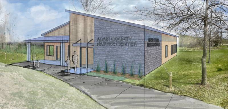 Adair County Conservation Director Dominic Johnson shared this artist rendering with the board of supervisors of a nature center/office facility that could be built at the Ken Sidey Nature Area near Greenfield.