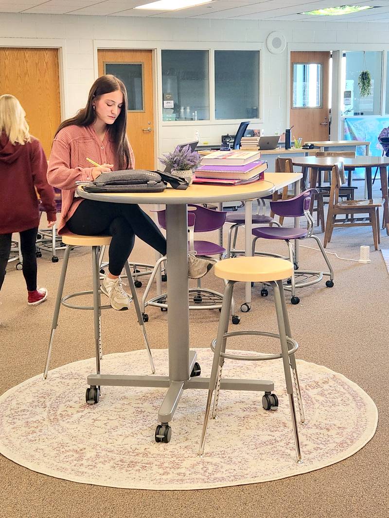 New high tables with stools, couches and more are part of an initiative to make the Nodaway Valley school libraries a more open and inviting environment.