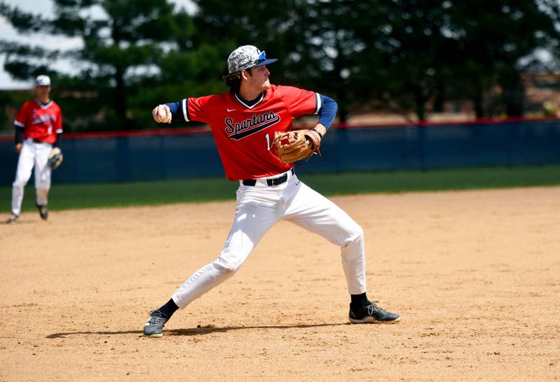 SWCC third baseman Drew Miller throws a fielded ball to first Wednesday at home in a 5-3 conference win against Kirkwood
