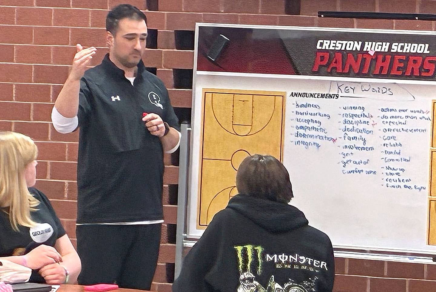 Garrison Carter talks to Creston students about the new six-week leadership class.