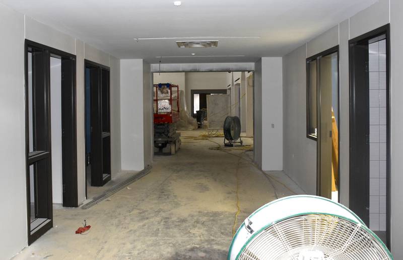 The administrative hallway is almost complete.