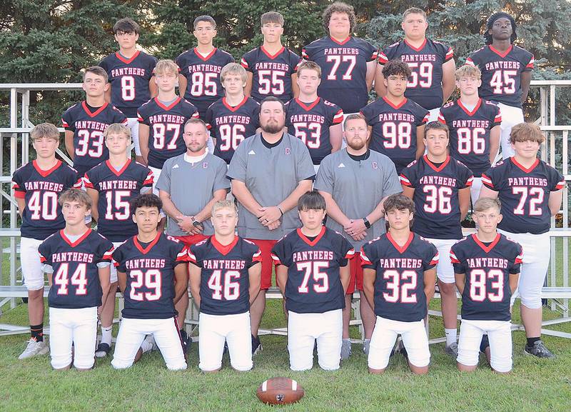 The Creston freshman football team meets Harlan at 4:15 p.m. Friday at Merrill Field. Team members are from left in front, Corbin Jones, David Sandoval, Logan Stehr, Tristen Jehn, Ben James and Landyn Sherer. Second row, Zadek Engdahl, Will Schaefer, coach Jake Baudler, coach Nathan Haley, coach Alex Tamerius, Brant Abildtrup and Isaiah Taylor. Third row, Tyler Travis, Wyatt Burwell, Kayden Johnson, Chase Campbell, Noel Ornelas and Justin Meyers. Fourth row, Brady McDonald, Jaxson Schaffer, Nate Bently, Charlie Anderson, Frank Martin and Jeffrey Jackson. The Panthers are 2-2 with wins over Winterset and Carroll.
