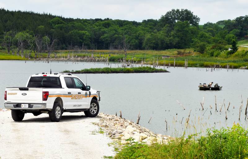 The Union County Sheriff's Office and Iowa DNR at 3 Mile Lake Wednesday morning in search of a missing Creston man.