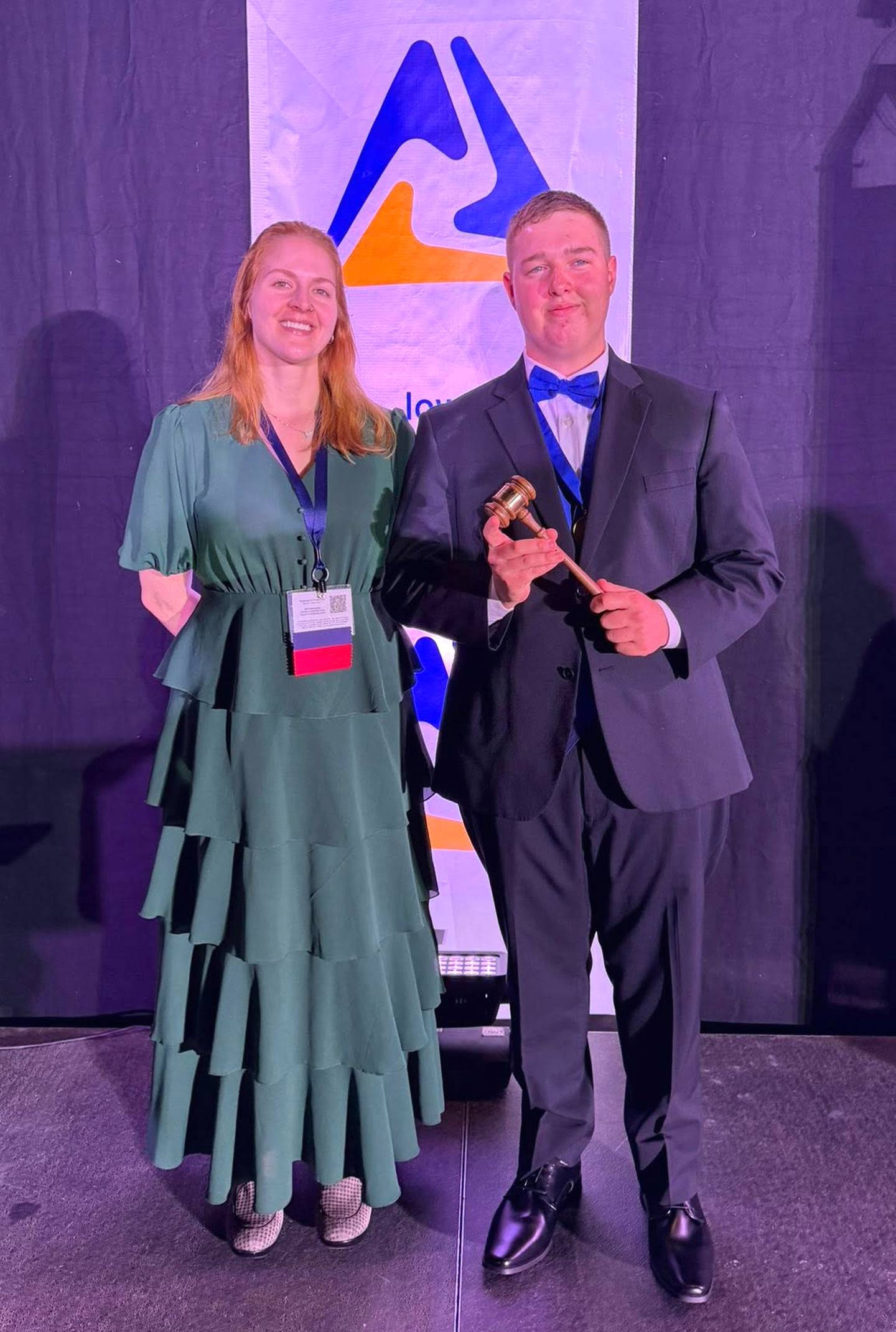 Dornack and advisor Mahayla Hill after the presidency is announced.